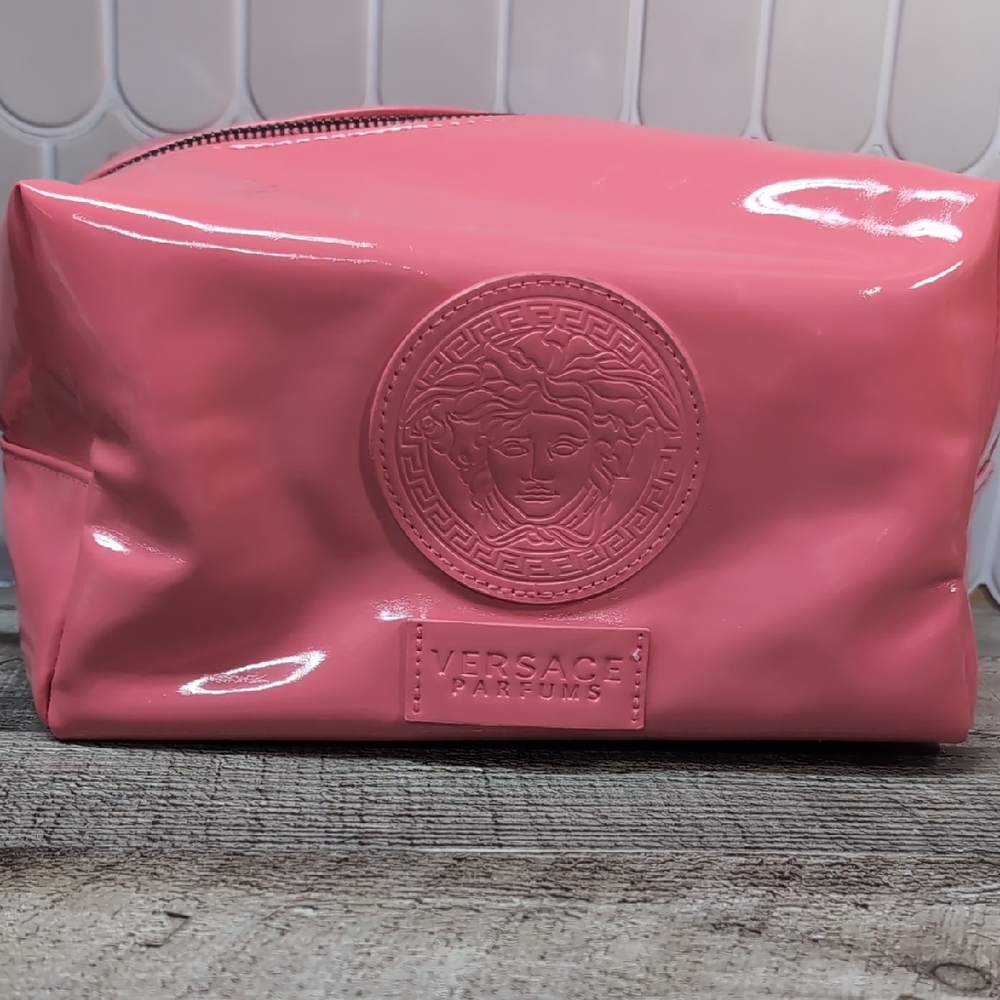 Versace Pink Cosmetic Case with Embossed Logo
